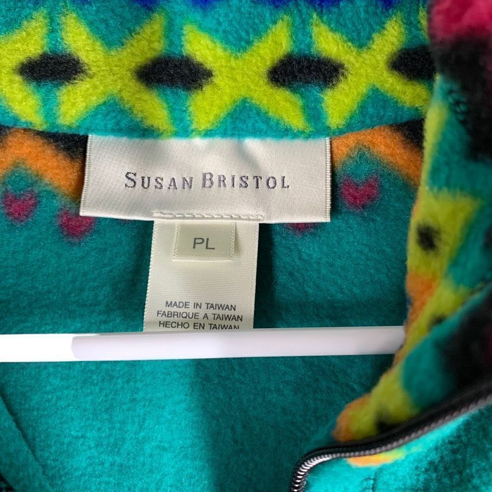 Susan Bristol Aztec Colorful Fleece Vest Women Large Petite - Picture 3 of 6